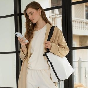 Walter Baker CARLY BAG Classic Canvas and Vegan Leather Tote  NEW